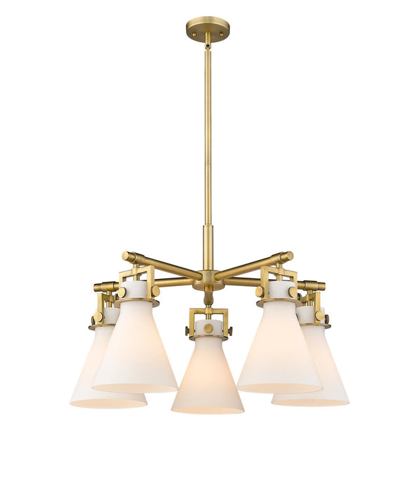 Innovations 411-5CR-BB-G411-7WH Five Light Chandelier, Brushed Brass