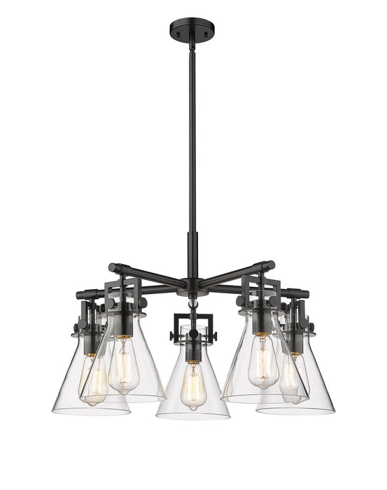 Innovations 411-5CR-BK-G411-7CL Five Light Chandelier, Matte Black
