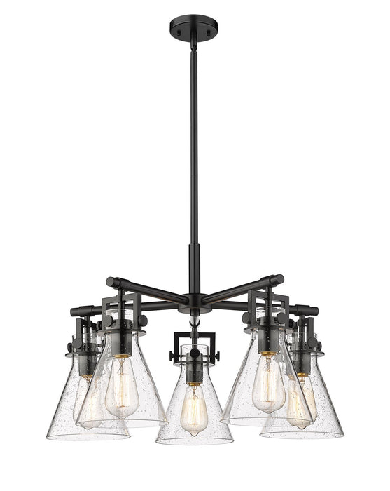 Innovations 411-5CR-BK-G411-7SDY Five Light Chandelier, Matte Black