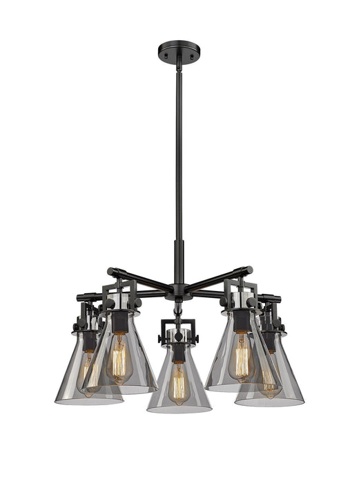 Innovations 411-5CR-BK-G411-7SM Five Light Chandelier, Matte Black
