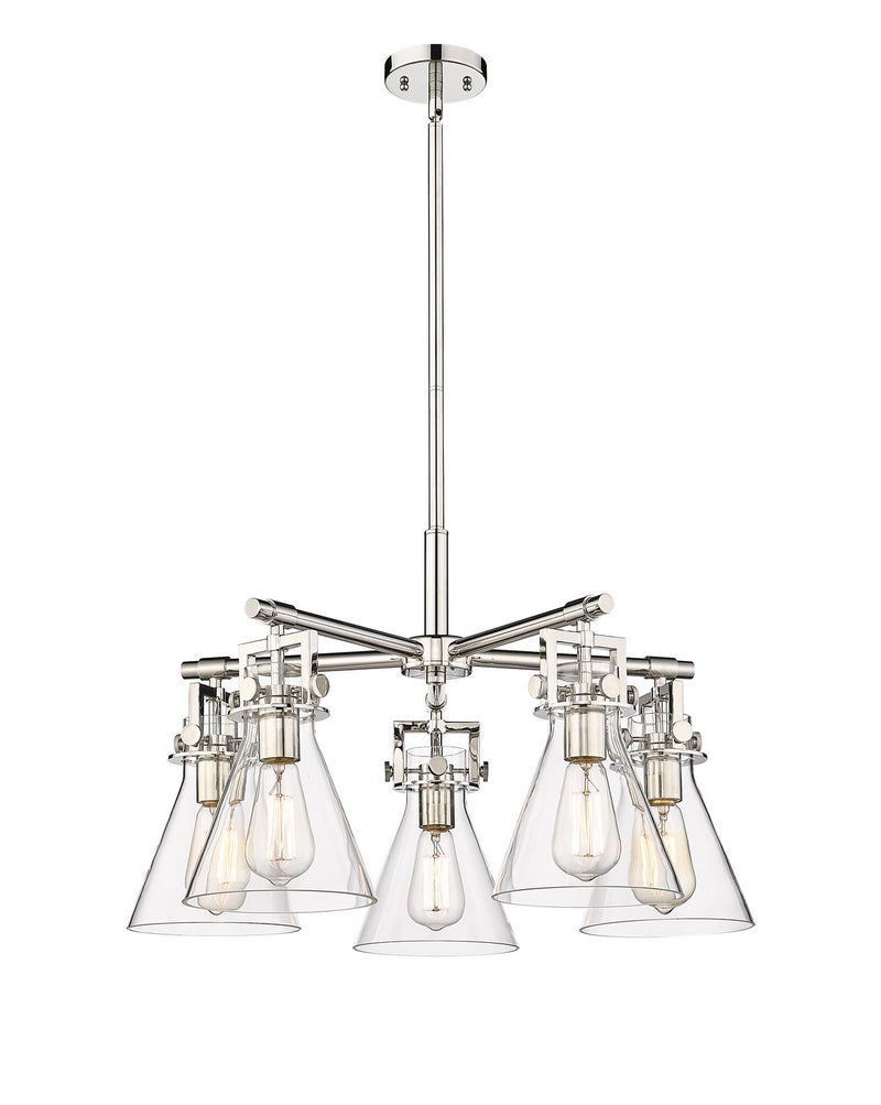 Innovations 411-5CR-PN-G411-7CL Five Light Chandelier, Polished Nickel