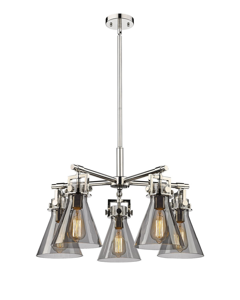 Innovations 411-5CR-PN-G411-7SM Five Light Chandelier, Polished Nickel