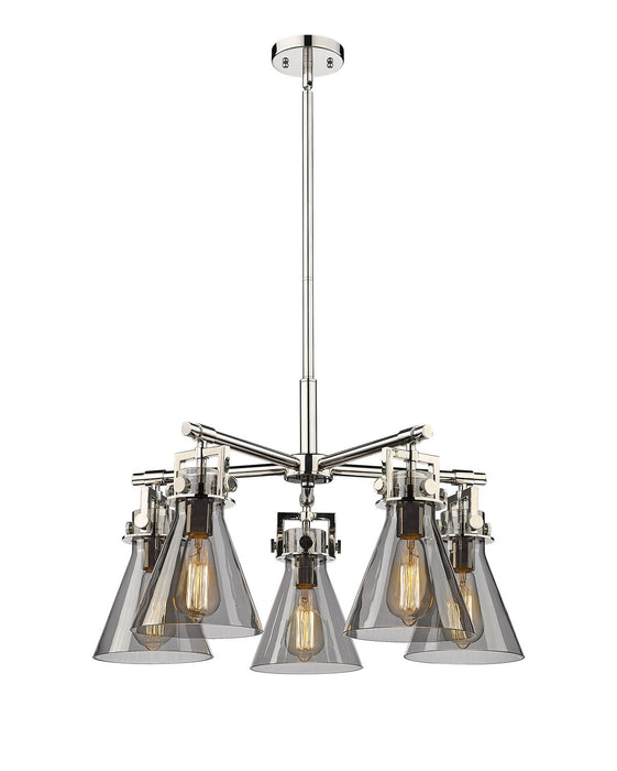 Innovations 411-5CR-PN-G411-7SM Five Light Chandelier, Polished Nickel
