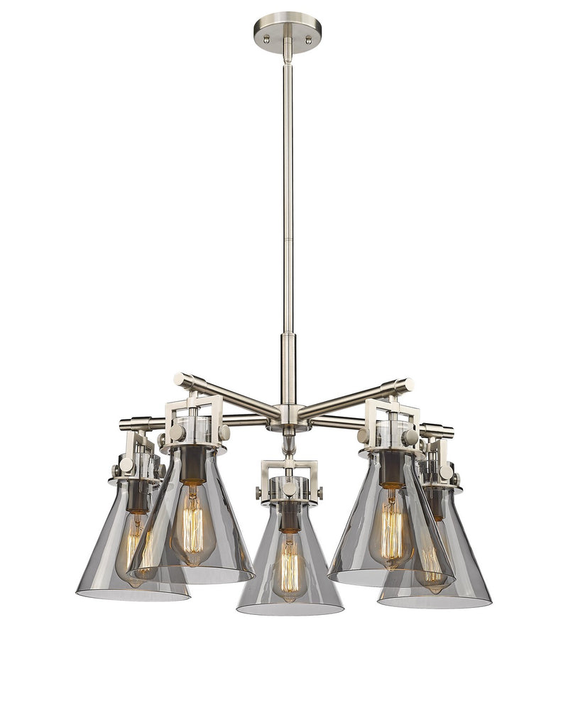 Innovations 411-5CR-SN-G411-7SM Five Light Chandelier, Satin Nickel