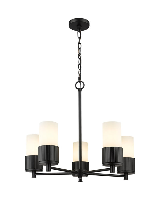 Innovations 428-5CR-BK-G428-7WH LED Chandelier, Matte Black