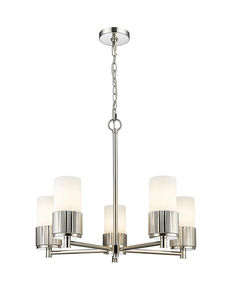 Innovations 428-5CR-PN-G428-7WH LED Chandelier, Polished Nickel