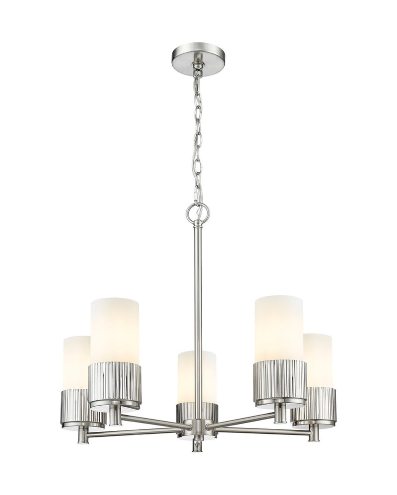Innovations 428-5CR-SN-G428-7WH LED Chandelier, Satin Nickel