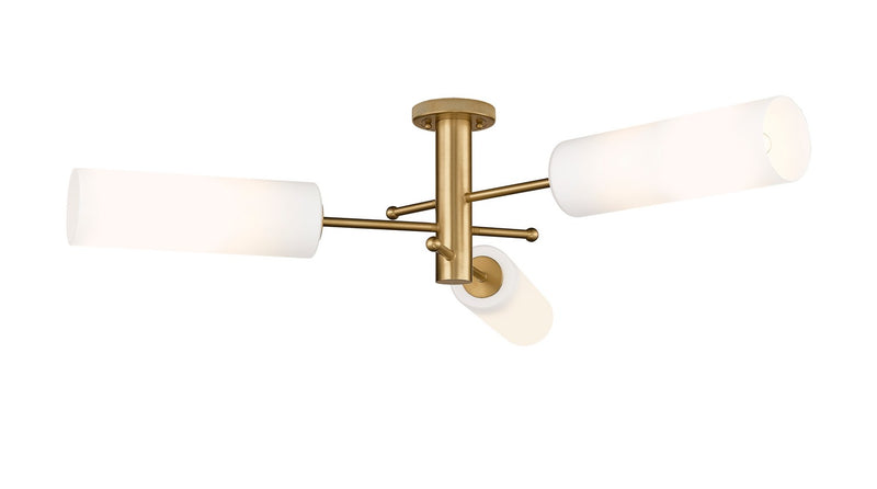 Innovations 434-3F-BB-G434-12WH LED Flush Mount, Brushed Brass