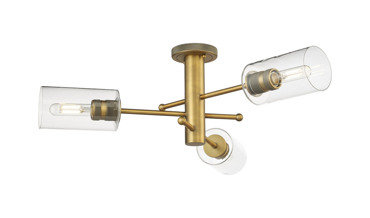 Innovations 434-3F-BB-G434-7CL LED Flush Mount, Brushed Brass