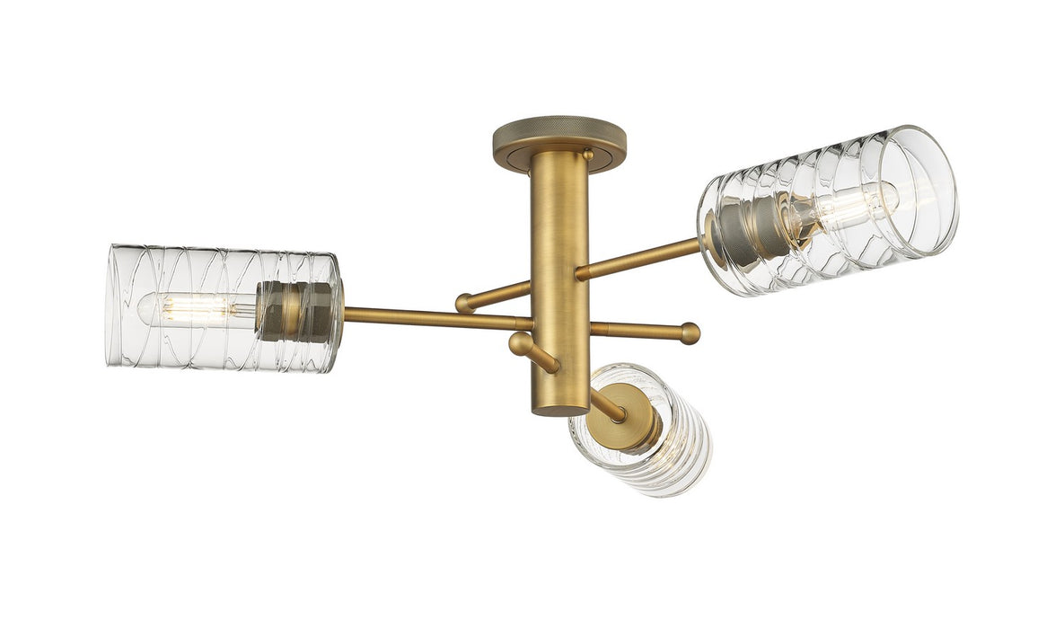 Innovations 434-3F-BB-G434-7DE LED Flush Mount, Brushed Brass