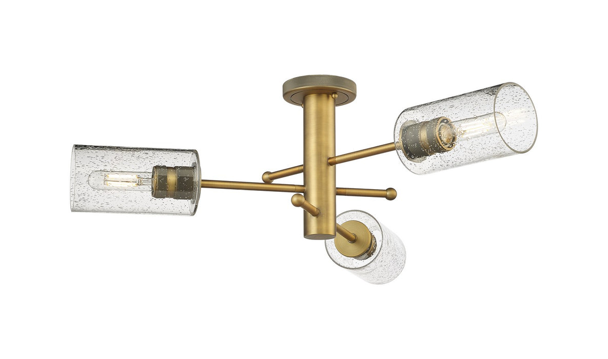 Innovations 434-3F-BB-G434-7SDY LED Flush Mount, Brushed Brass