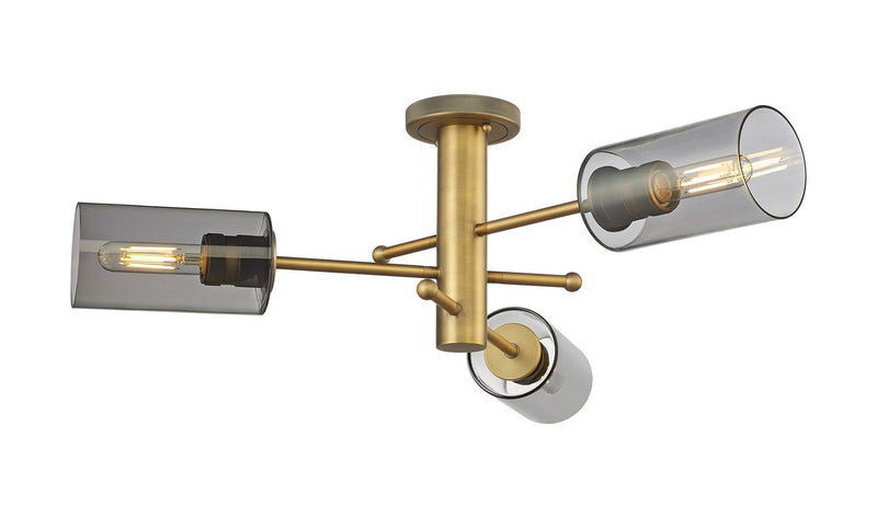 Innovations 434-3F-BB-G434-7SM LED Flush Mount, Brushed Brass