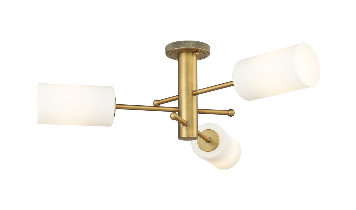 Innovations 434-3F-BB-G434-7WH LED Flush Mount, Brushed Brass