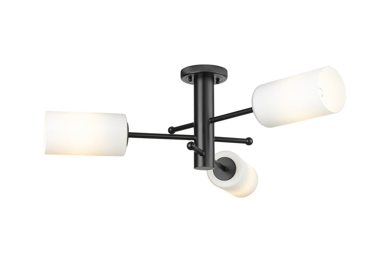 Innovations 434-3F-BK-G434-7WH LED Flush Mount, Matte Black