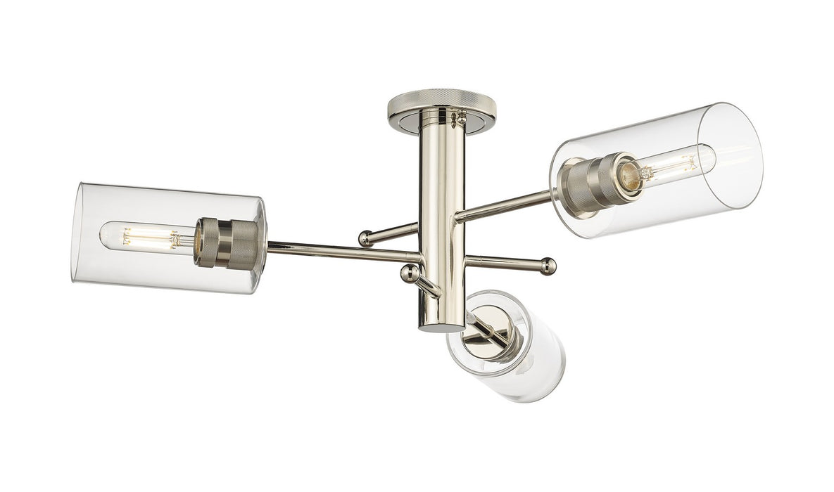 Innovations 434-3F-PN-G434-7CL LED Flush Mount, Polished Nickel