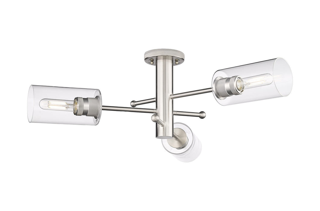 Innovations 434-3F-SN-G434-7CL LED Flush Mount, Satin Nickel