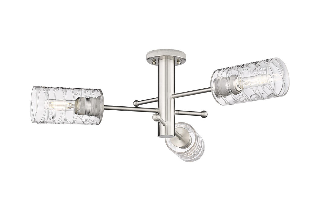 Innovations 434-3F-SN-G434-7DE LED Flush Mount, Satin Nickel