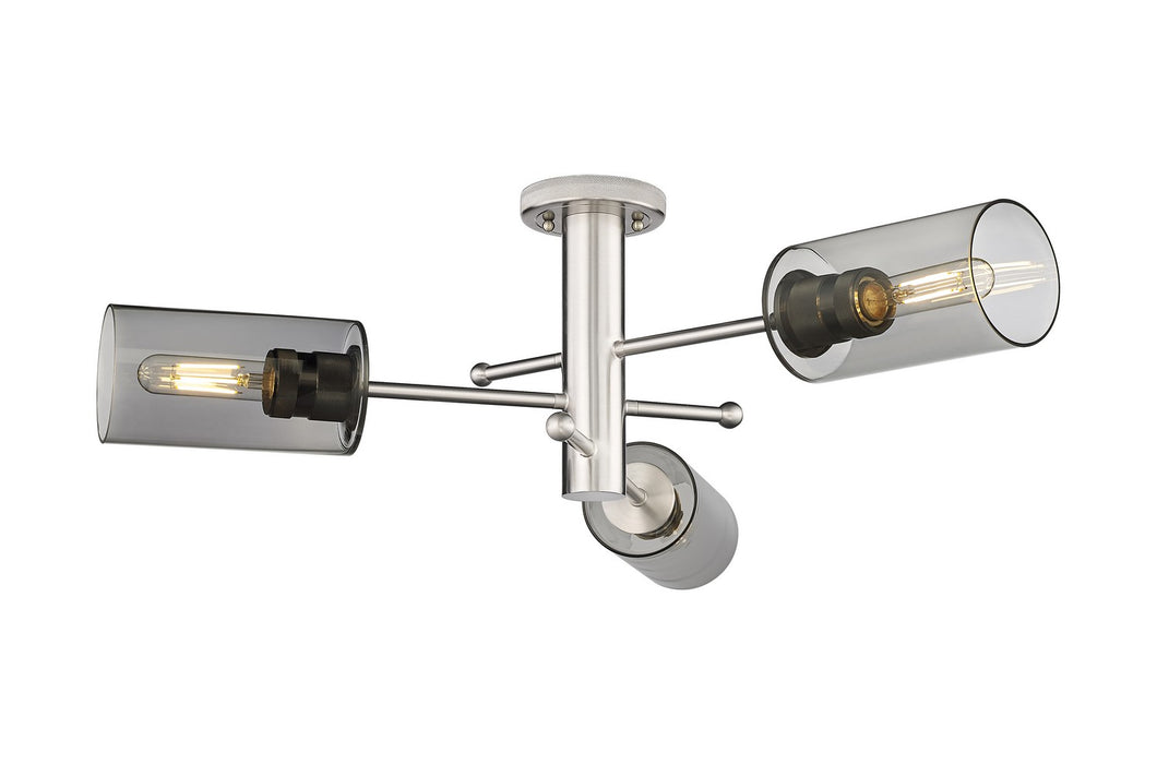 Innovations 434-3F-SN-G434-7SM LED Flush Mount, Satin Nickel