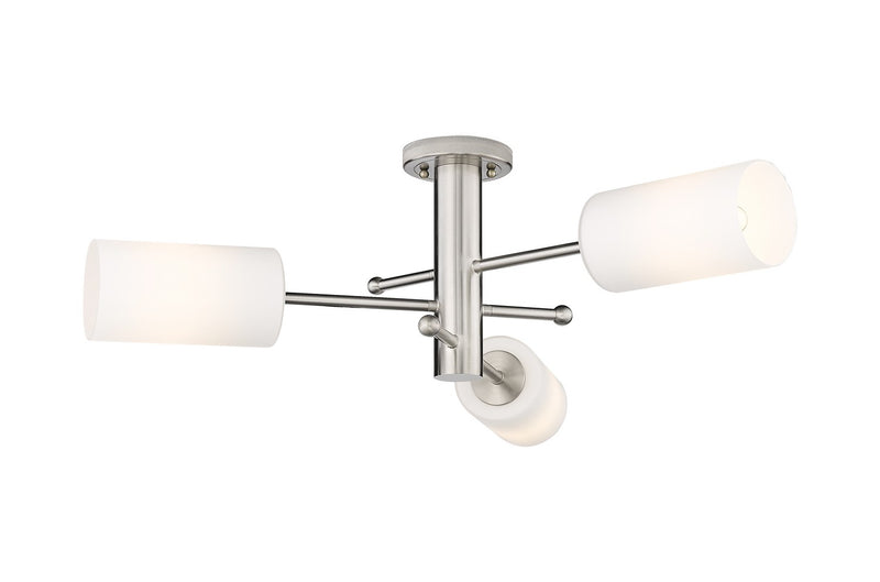 Innovations 434-3F-SN-G434-7WH LED Flush Mount, Satin Nickel