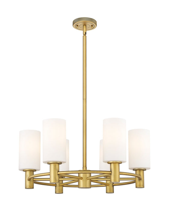 Innovations 434-6CR-BB-G434-7WH LED Chandelier, Brushed Brass
