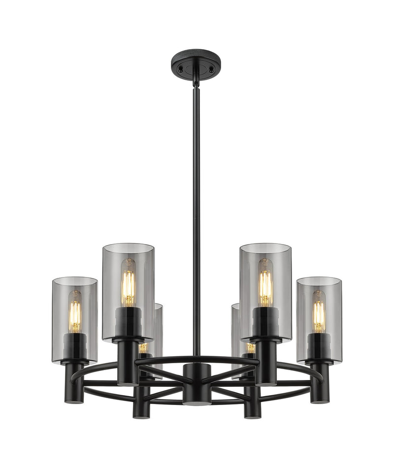 Innovations 434-6CR-BK-G434-7SM LED Chandelier, Matte Black