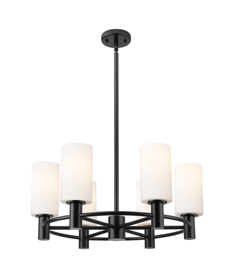 Innovations 434-6CR-BK-G434-7WH LED Chandelier, Matte Black