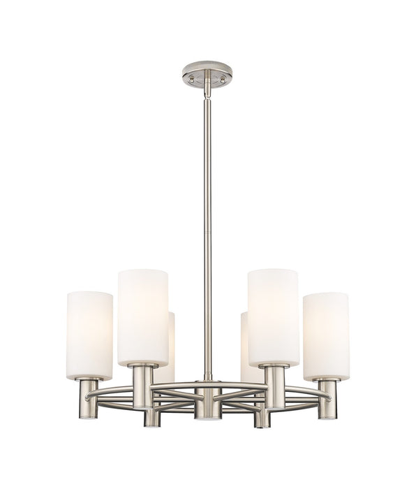Innovations 434-6CR-SN-G434-7WH LED Chandelier, Satin Nickel