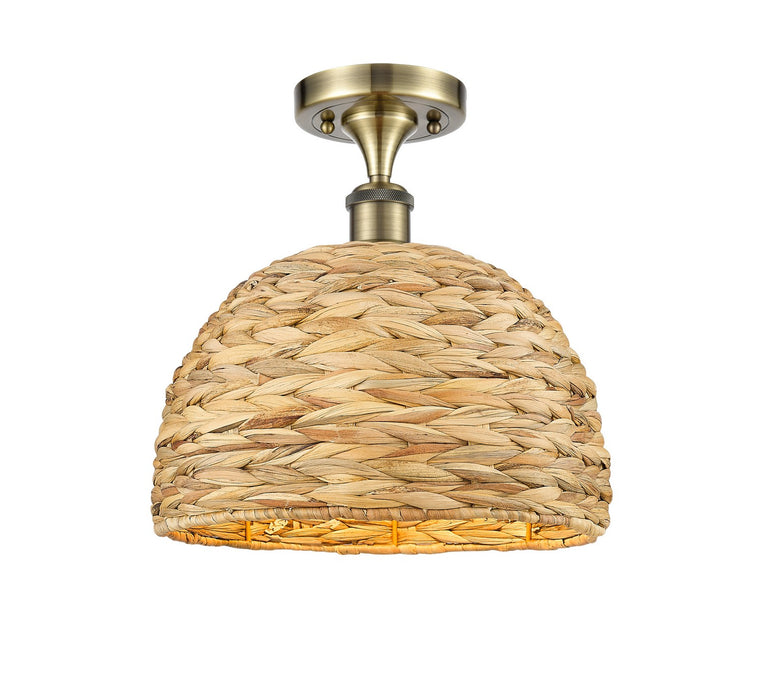 Innovations 516-1C-AB-RBD-12-NAT One Light Semi-Flush Mount, Antique Brass
