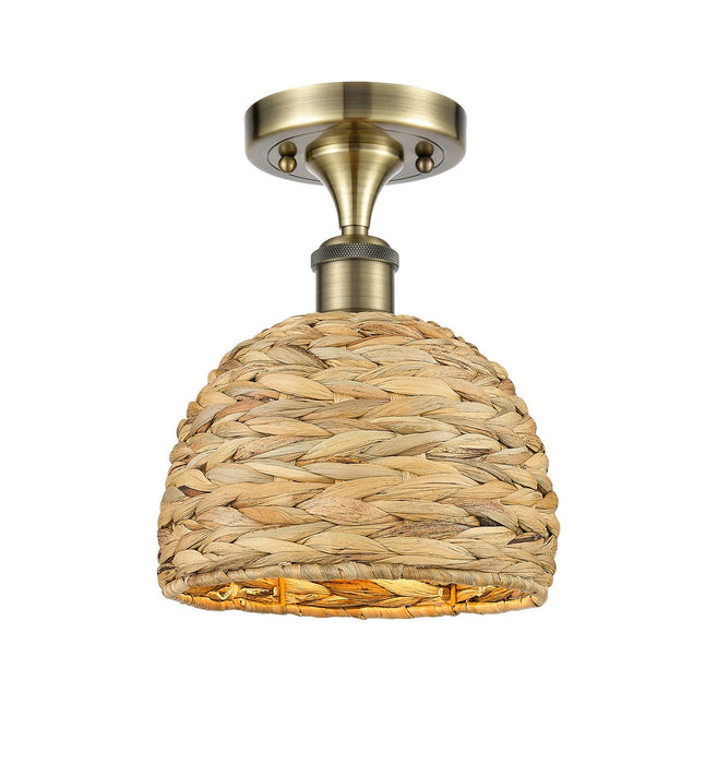 Innovations 516-1C-AB-RBD-8-NAT One Light Semi-Flush Mount, Antique Brass