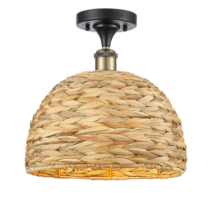 Innovations 516-1C-BAB-RBD-12-NAT One Light Semi-Flush Mount, Black Antique Brass