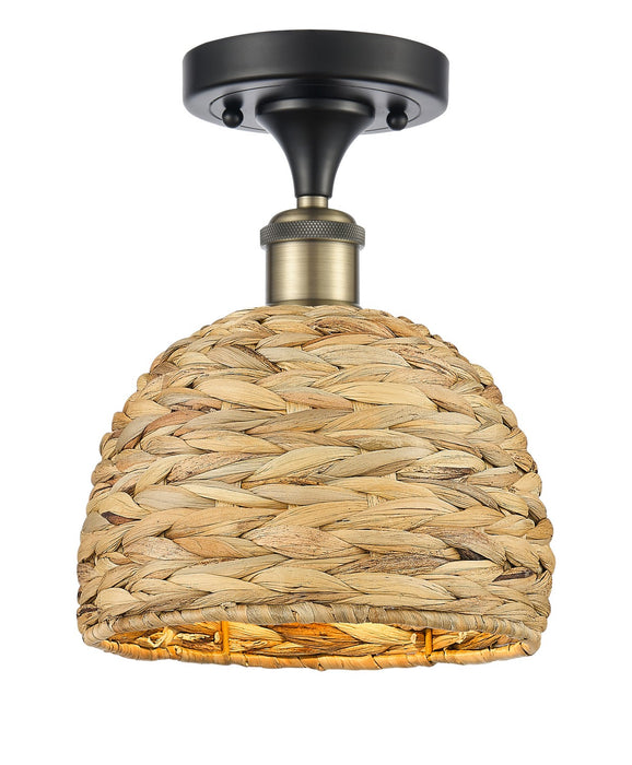 Innovations 516-1C-BAB-RBD-8-NAT One Light Semi-Flush Mount, Black Antique Brass