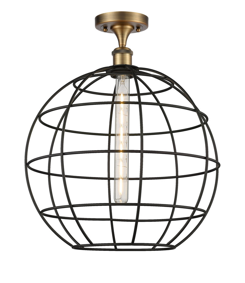 Innovations 516-1C-BB-CE-16-BK LED Semi-Flush Mount, Brushed Brass