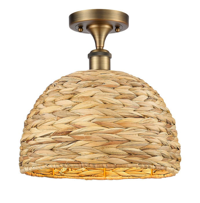 Innovations 516-1C-BB-RBD-12-NAT One Light Semi-Flush Mount, Brushed Brass