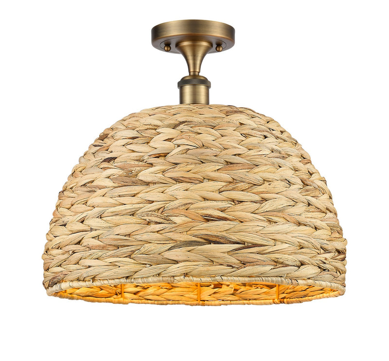 Innovations 516-1C-BB-RBD-16-NAT One Light Semi-Flush Mount, Brushed Brass