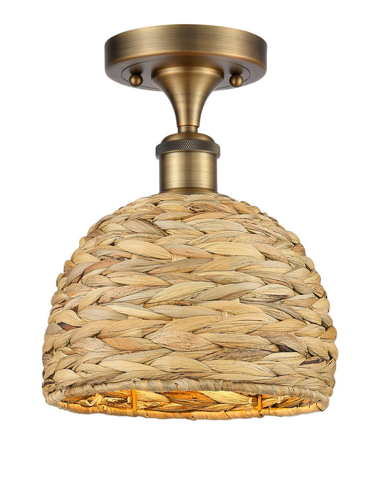 Innovations 516-1C-BB-RBD-8-NAT One Light Semi-Flush Mount, Brushed Brass