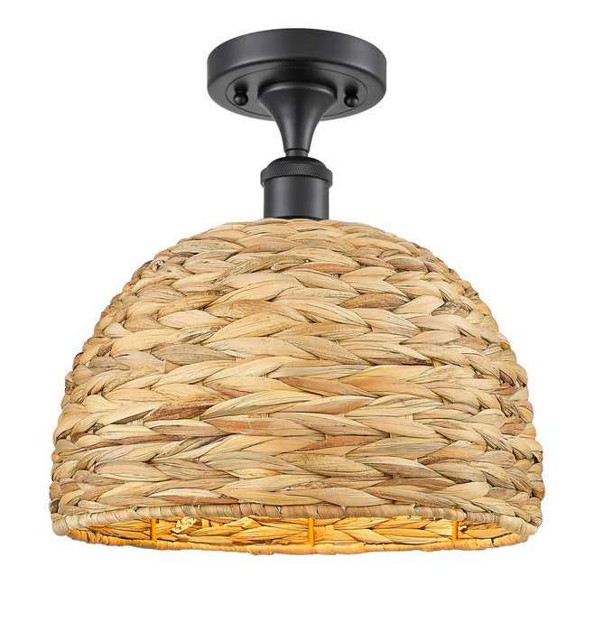 Innovations 516-1C-BK-RBD-12-NAT One Light Semi-Flush Mount, Matte Black