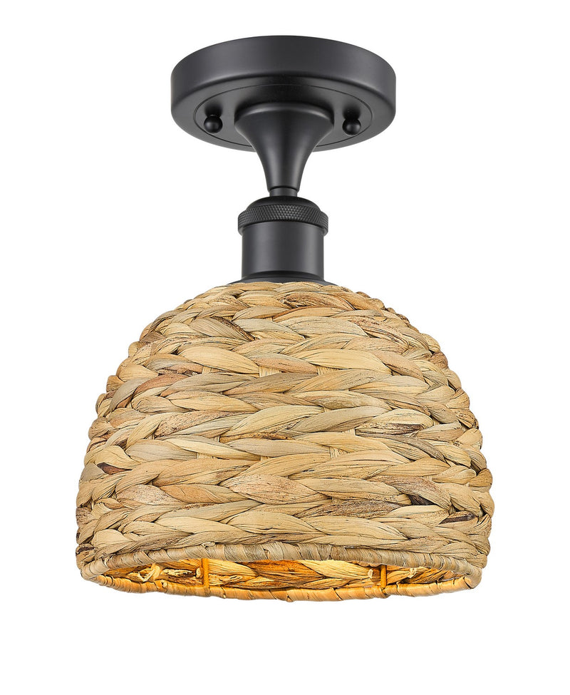 Innovations 516-1C-BK-RBD-8-NAT One Light Semi-Flush Mount, Matte Black