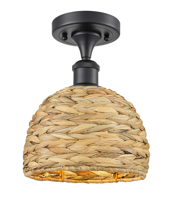 Innovations 516-1C-BK-RBD-8-NAT One Light Semi-Flush Mount, Matte Black