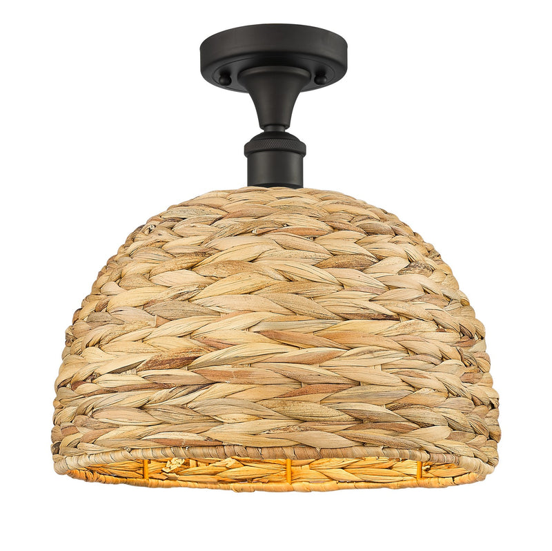 Innovations 516-1C-OB-RBD-12-NAT One Light Semi-Flush Mount, Oil Rubbed Bronze