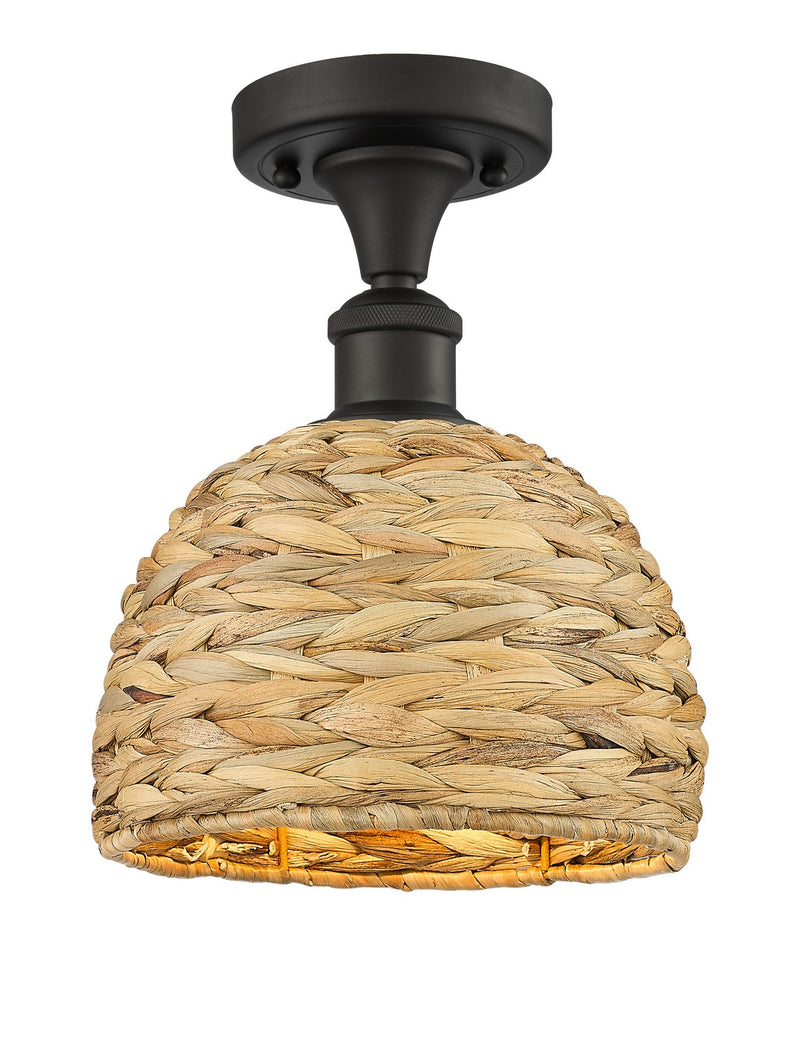 Innovations 516-1C-OB-RBD-8-NAT One Light Semi-Flush Mount, Oil Rubbed Bronze