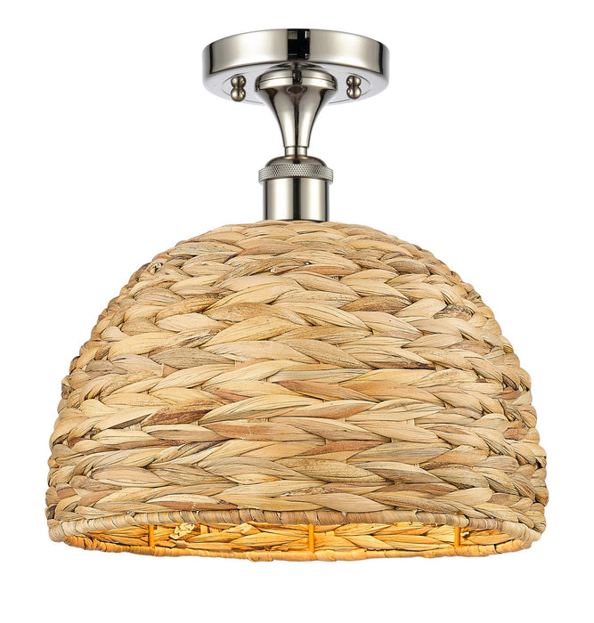 Innovations 516-1C-PN-RBD-12-NAT One Light Semi-Flush Mount, Polished Nickel