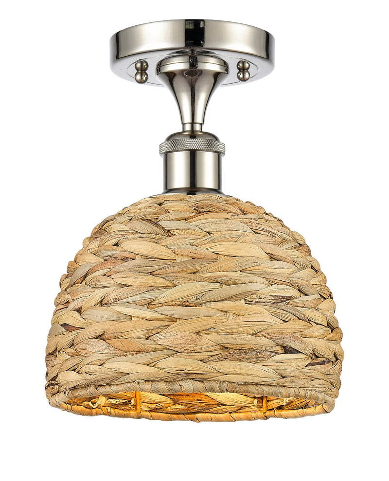 Innovations 516-1C-PN-RBD-8-NAT One Light Semi-Flush Mount, Polished Nickel