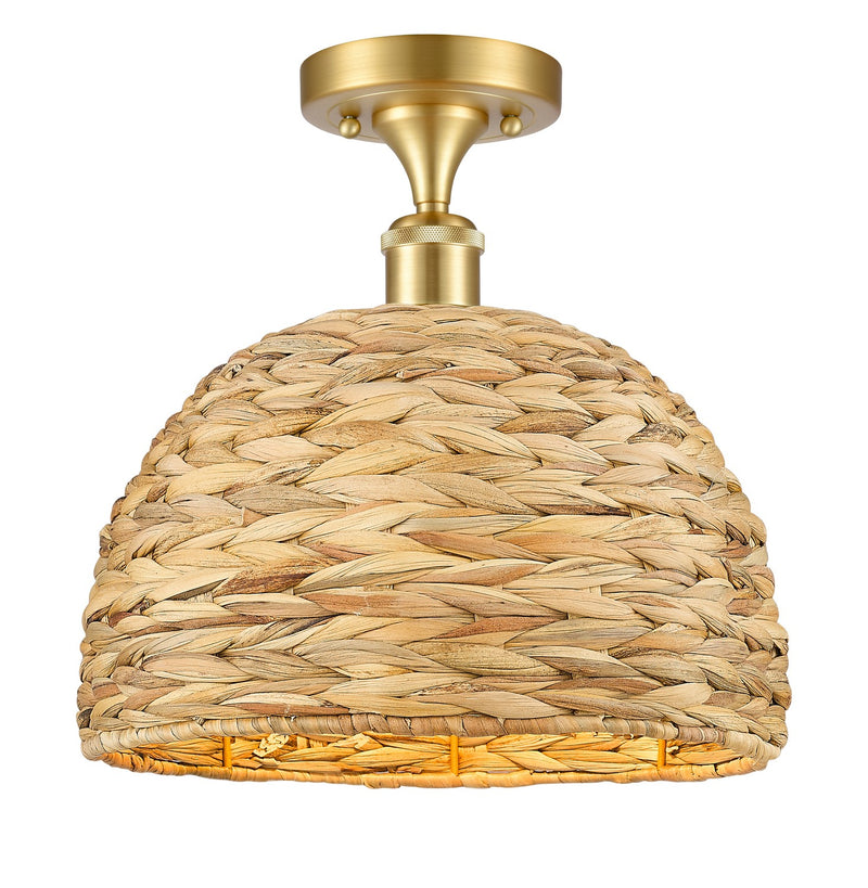 Innovations 516-1C-SG-RBD-12-NAT One Light Semi-Flush Mount, Satin Gold