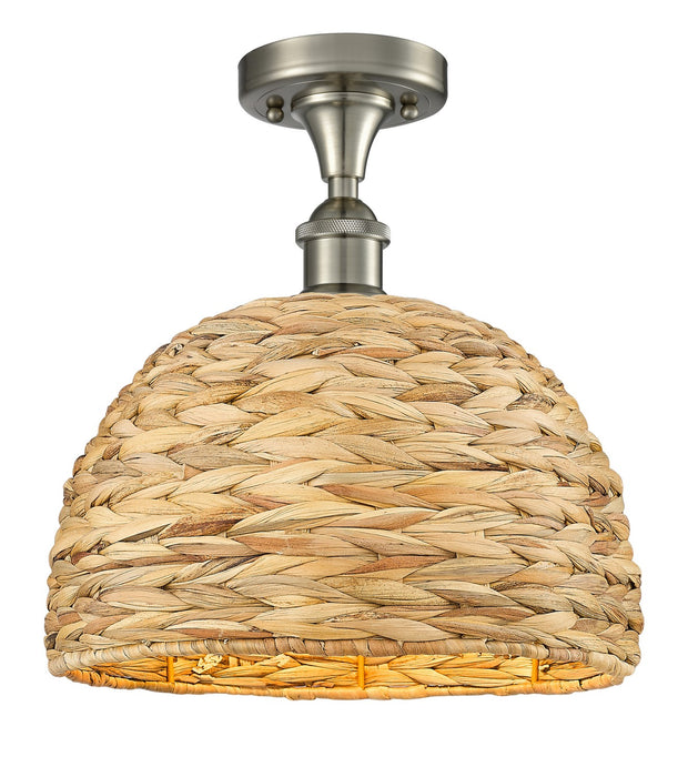 Innovations 516-1C-SN-RBD-12-NAT One Light Semi-Flush Mount, Satin Nickel