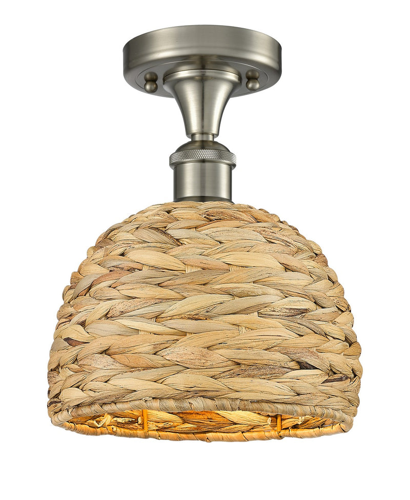 Innovations 516-1C-SN-RBD-8-NAT One Light Semi-Flush Mount, Satin Nickel