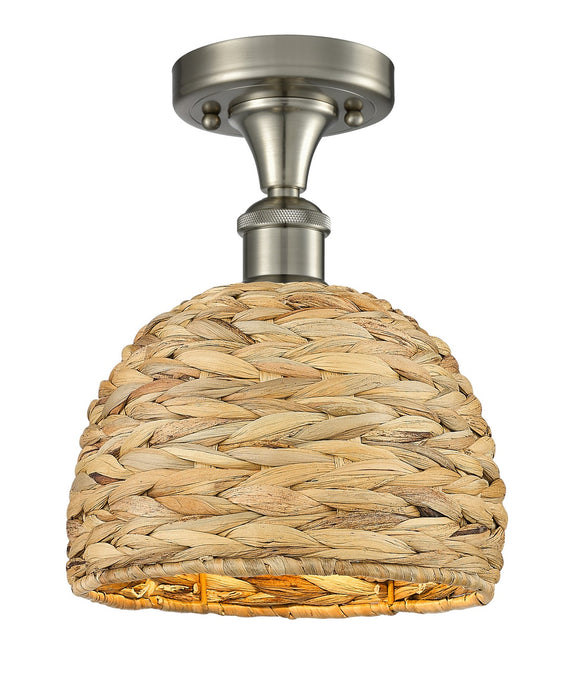 Innovations 516-1C-SN-RBD-8-NAT One Light Semi-Flush Mount, Satin Nickel