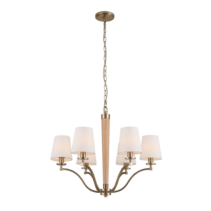 Kalco 518971BCG Six Light Chandelier, Brushed Champagne Gold