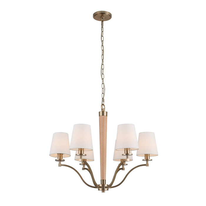 Kalco 518971BCG Six Light Chandelier, Brushed Champagne Gold