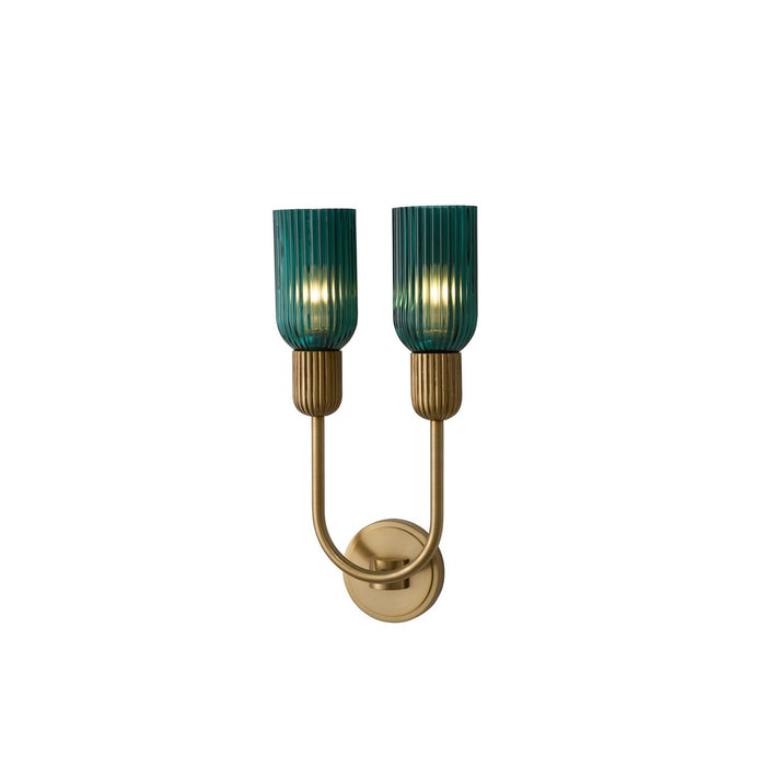 Kalco 519621STB Two Light Wall Sconce, Satin Brass