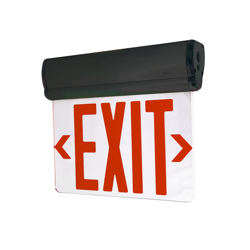 Nora Lighting NX-812-LEDR2MB LED Edge-Lit Exit Sign, Black